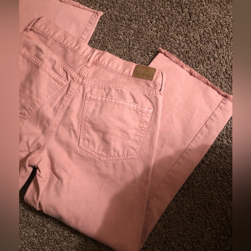 American Eagle Pink Wide leg Mom Jeans